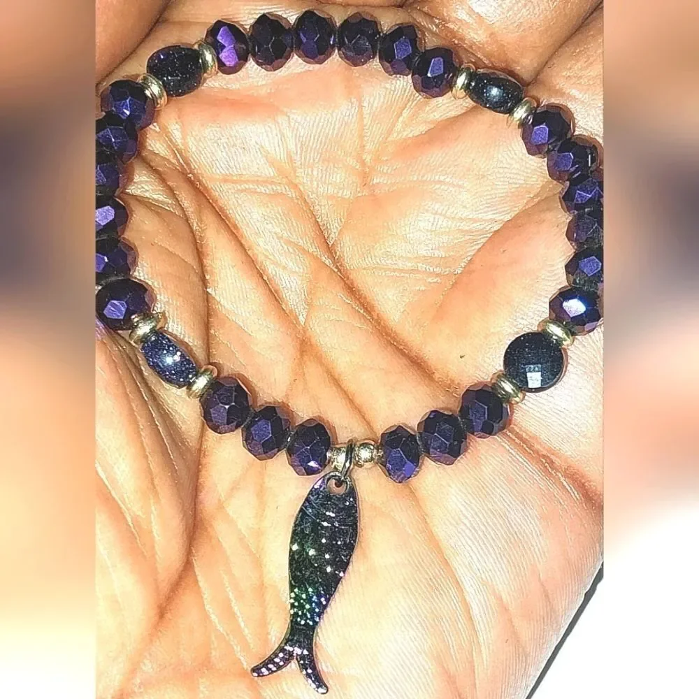 Girls Makersland purple fish Charm Bracelet